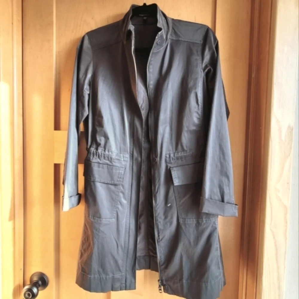 Eileen Fisher Satin Sheen Funnel-Neck Trench Coat - Picture 10 of 14